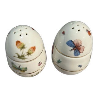 Vintage Hand-Painted Porcelain Condiment Shakers- Set of 2 For Sale