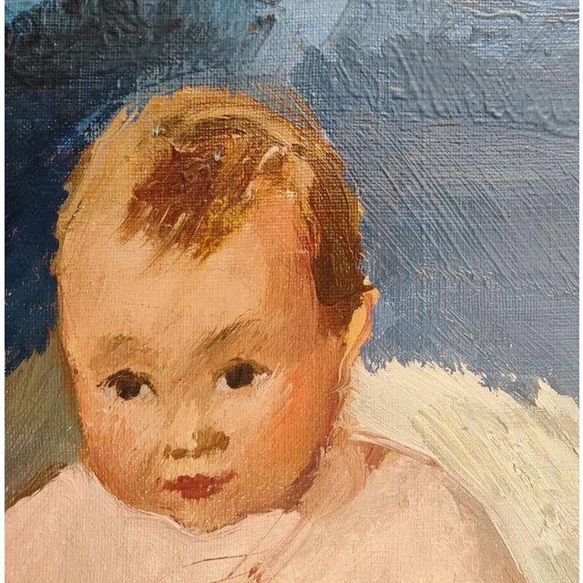Henry Meylan, Bébé assis dans son couffin, Oil on Canvas For Sale - Image 7 of 10