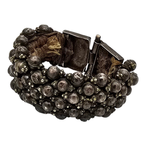 Antique Silver Rajasthan Beaded Ball Cuff Bracelet