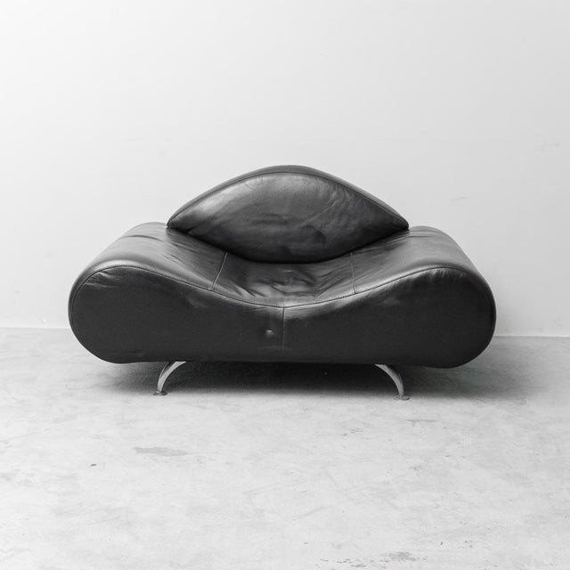Modern Style Chair in Black Leather, 1990s For Sale - Image 3 of 12