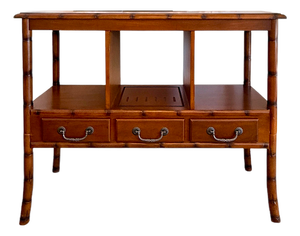Vintage Faux Bamboo Media Console / Sofa Table