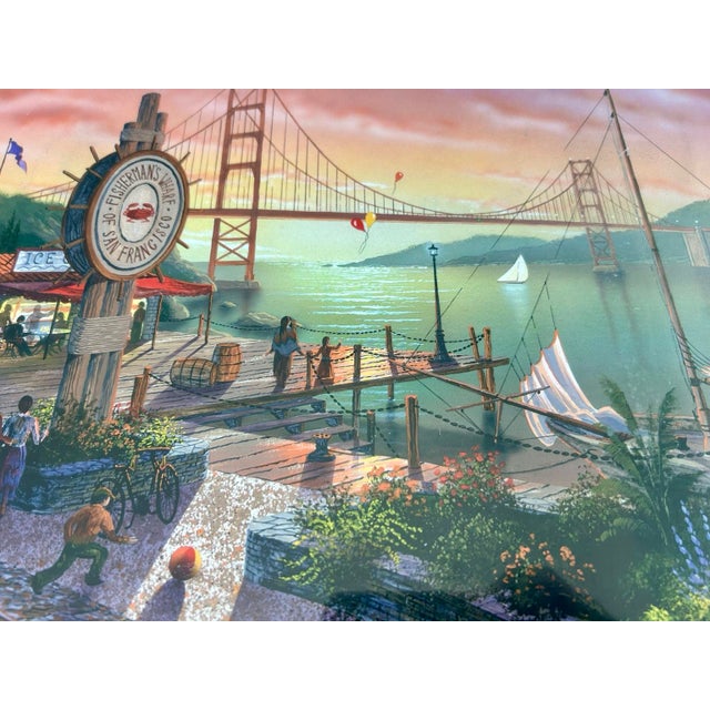 Traditional Signed & Numbered Ken Shotwell “Sunset in San Francisco” Framed Seriolithograph For Sale - Image 3 of 3
