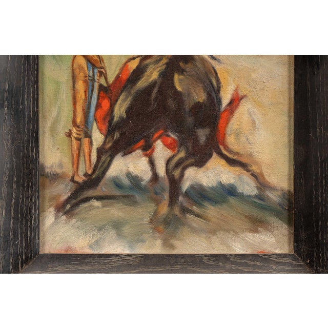 1960s 1960s Matador Framed Oil on Board Painting For Sale - Image 5 of 6