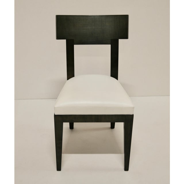 Chair in Anthracite Sycamore with Aniline Premium White Leather Seat For Sale - Image 5 of 7