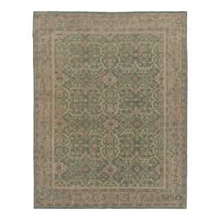 Contemporary Oushak Floral Wool Rug in Sage & Gold by Rug & Kilim, India For Sale