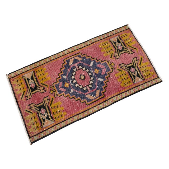 Hand Knotted Small Turkish Rug Door Mat, Entryway Rug, Bath Mat, Kitchen Decor - 1′4″ × 2′6″ For Sale - Image 6 of 13