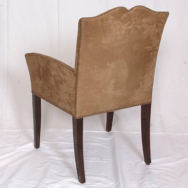 2000 - 2009 Transitional Suede With Nailheads Armchairs, Pair Of For Sale - Image 5 of 5