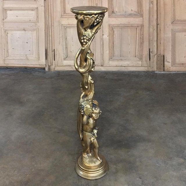 Antique Italian Giltwood Baroque Pedestal For Sale - Image 4 of 11