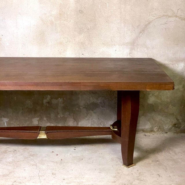 Art Deco Table in Wood and Gilded Brass, 1930 For Sale - Image 3 of 14