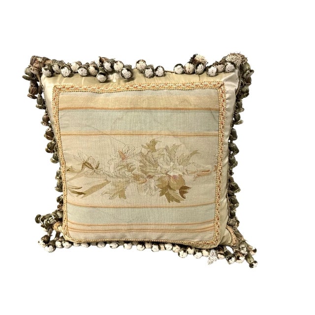 Boho Chic Vintage Floral Satin & Tapestry Pillows - Set of 3 For Sale - Image 3 of 14