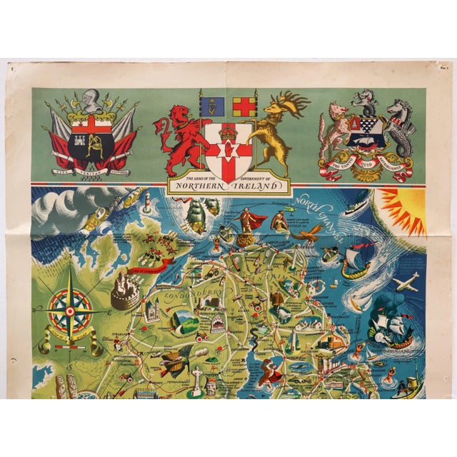 Illustration 1955 Irish Travel Poster, Northern Ireland British Travel and Holidays Association For Sale - Image 3 of 10