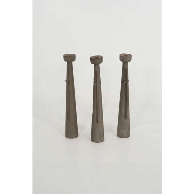 Brutalist Paul Evans Rare and Early Candlesticks, Set of Three, 1953 For Sale - Image 3 of 5