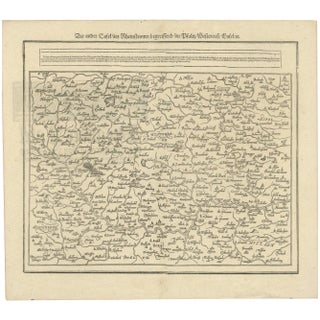 Woodcut Map of the Rhine River Region, 1628 For Sale