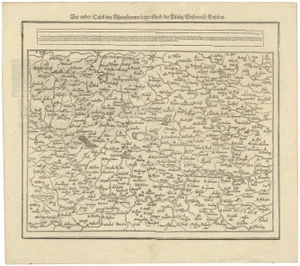 Woodcut Map of the Rhine River Region, 1628