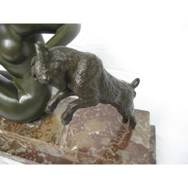 Late 19th Century Antique Maurice Guiraud Riviere Nymphe Et Chevreaux Nude Woman With Goats Bronze Sculpture For Sale In Portland, OR - Image 6 of 13