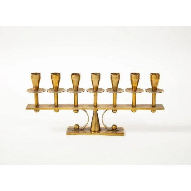 1960s Danish Brass Candelabra For Sale - Image 12 of 13