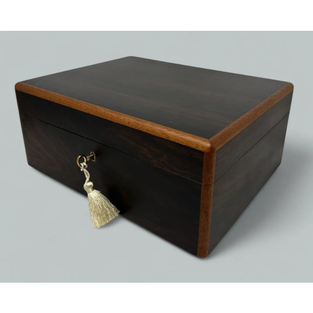 Mahogany Wood Vintage Handmade Jewelry Casket Box Manning of Ireland Irish New For Sale - Image 6 of 10