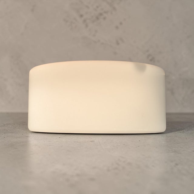 Mid-Century Modern Finnish Flush Mounts in White Opaline Glass by Paavo Tynell for Idman, 1950s, Set of 2 For Sale - Image 3 of 11
