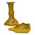 Antique Royal Bayreuth Bavarian Yellow Porcelain Stork Candlestick & Trinket Dish/Ashtray Set - 2 Pieces For Sale