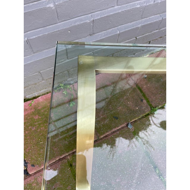 Metal 1960s Mid-Century Modern Solid Brass Glass Coffee Table For Sale - Image 7 of 8