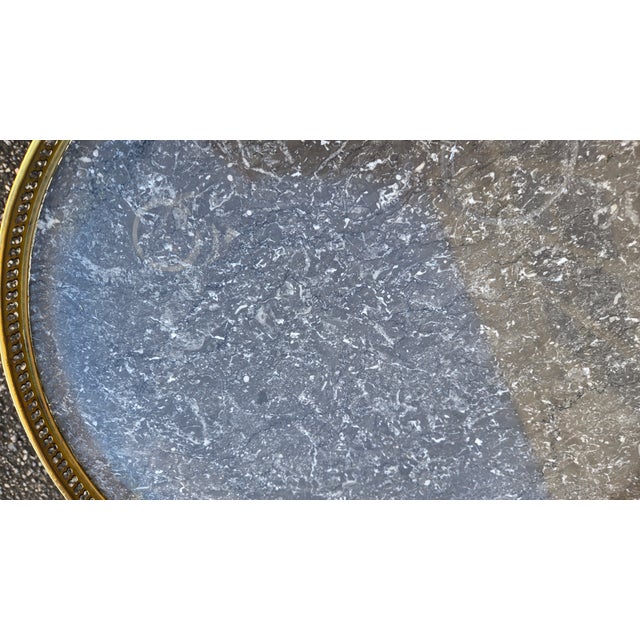 Vintage French Louis XVI–Style Marble-Top Side Tables With Pierced Brass Galleries — A Pair For Sale - Image 13 of 18