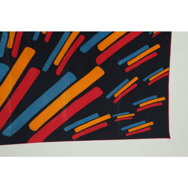 Blue Vintage CHRISTIAN FISCHBACHER for RAIFFEISEN Silk Scarf Hem Rolled 34 " x 34" For Sale - Image 8 of 12