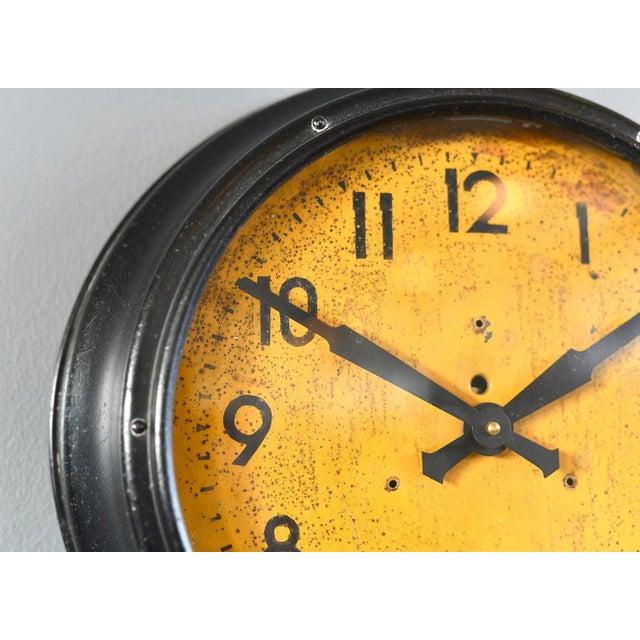 Metal Vintage English Factory Clock, 1930s For Sale - Image 7 of 9