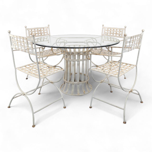 Wrought Iron Garden Table and Chairs, Set of 5 For Sale - Image 15 of 15