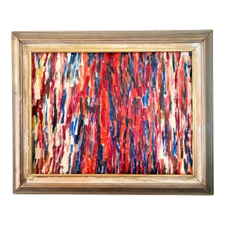 Mid 20th Century Original Mid-Century Modern Abstract Oil Painting, Framed For Sale