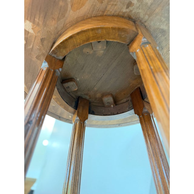 Wood Antique Edwardian Burl Veneer Maritime Lamp Table Attributed Ocean Liner Furniture, Circa 1900 For Sale - Image 7 of 12