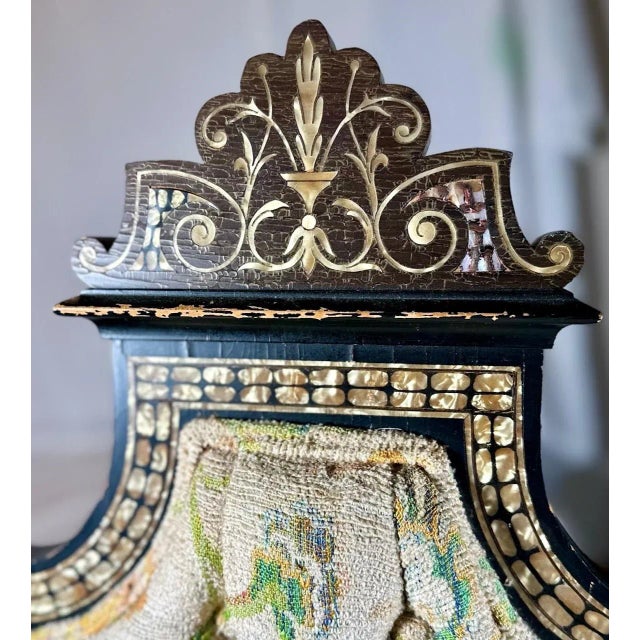 Mid Victorian Ebonized Chair With Mother of Pearl Inlay. For Sale - Image 10 of 12
