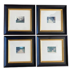 Early 21st Century Signed Polaroid Transfers, Set of 4, Landscape Garden Scenes