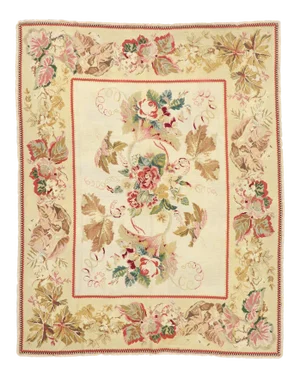 Antique Portuguese Arraiolos Needlepoint Rug - 07'10 X 09'10