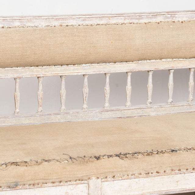 Early 19th Century Swedish Gustavian White Painted Long Bench For Sale - Image 6 of 15