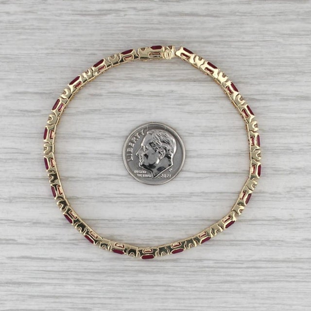 Mid 20th Century 5.98ctw Ruby Diamond Tennis Bracelet 14k Yellow Gold 6.75" 4.2mm For Sale In Greensboro - Image 6 of 7