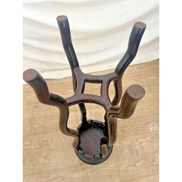 Vintage Mahogany Plant Stand Pedestal Prunus Root Carved Tall Jardinière Table For Sale - Image 12 of 12