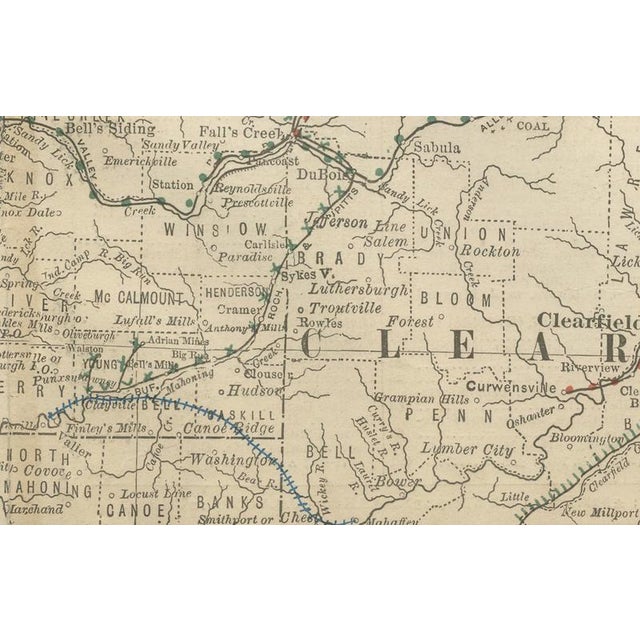 Antique Map of Pennsylvania, 1888 For Sale - Image 9 of 11