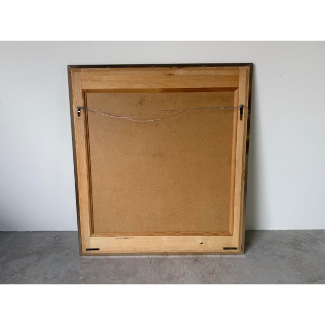 1980s La Barge Style Geometric Beveled Wall Mirror With Brushed Aluminum Frame For Sale - Image 12 of 12