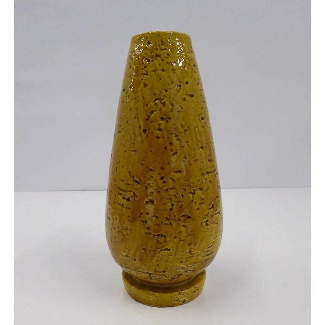 Stalhane And Nylund for Rorstrand 1940s Gunnar Nylund for Röstrand Organic Modern Mustard Yellow Chamotte Vase For Sale - Image 4 of 13