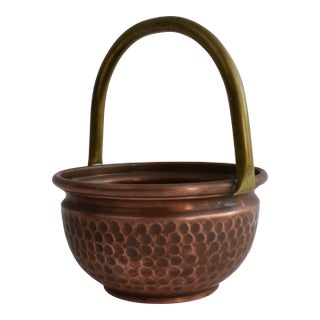 1980s Copper Basket Vase For Sale