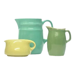 Mid 20th Century Eclectic Mixed Greens Ceramic Pitcher Curation - Group of 3