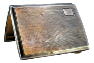 Guilloche Silver Cigarette Case with Monogram Card