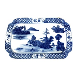 Vintage Asian Blue & White Platter For Sale