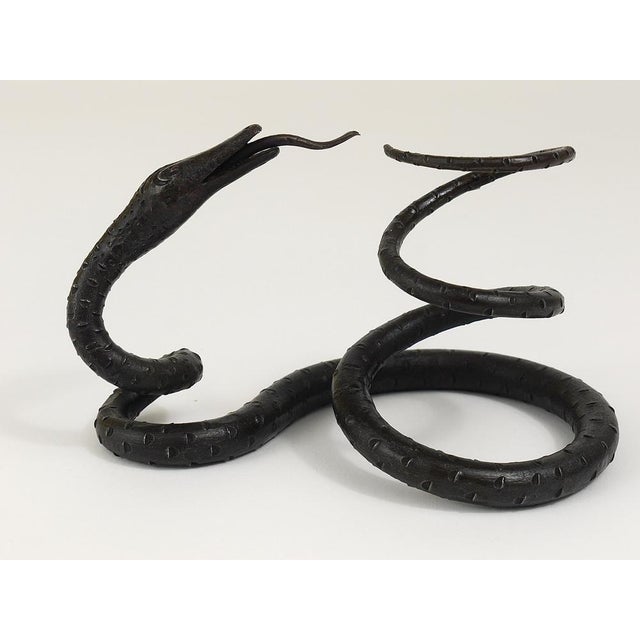 Austrian Snake Sculpture in Hand Forged Iron in the style of Edgar Brandt, 1920s For Sale - Image 16 of 18