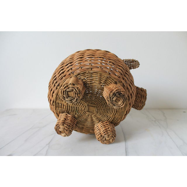 Wood Vintage Wicker Pig Planter Basket For Sale - Image 7 of 7