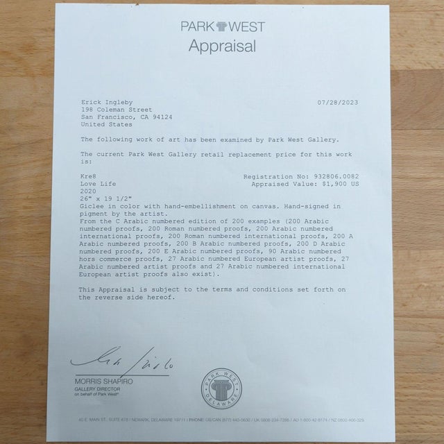 “Love Life” by Kre8 Framed Giclee Signed For Sale - Image 4 of 4