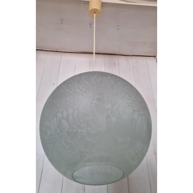 Vintage Hanging Lamp with Slightly Blue Tinted Glass, 1970s For Sale - Image 6 of 11