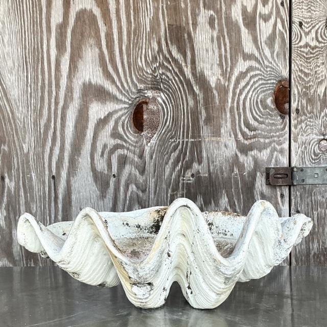 Vintage Coastal Monumental Gigas Resin Clam Shell 6 For Sale In West Palm - Image 6 of 7