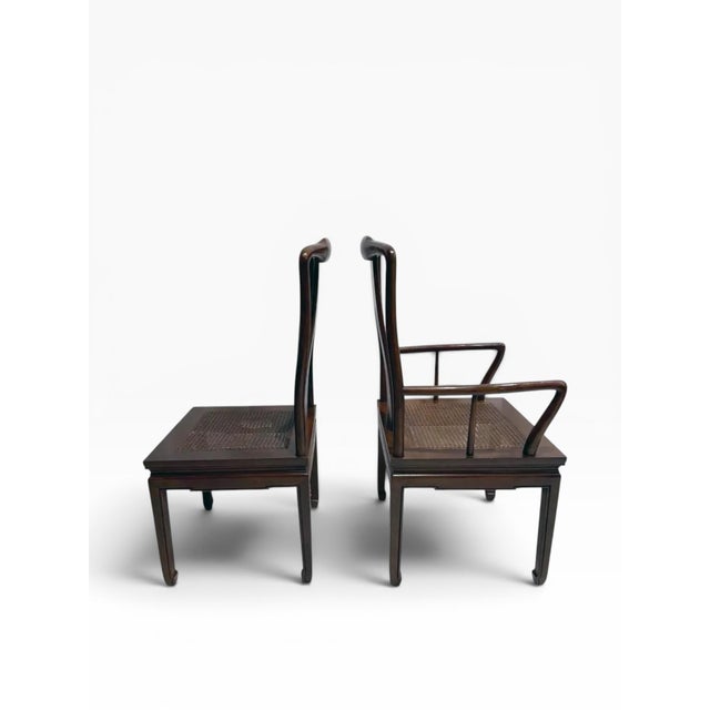 Set of 6 Henredon Hollywood Regency Chinoiserie Mahogany & Cane Dining Chairs, Circa 1970s For Sale - Image 10 of 16
