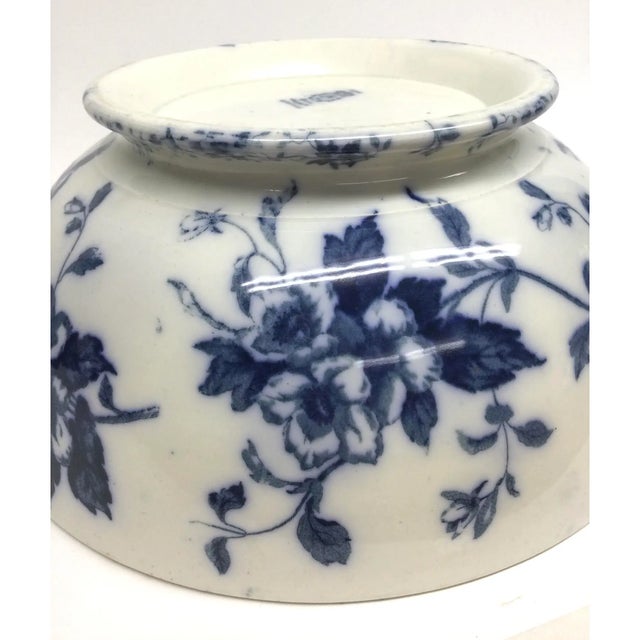 Ceramic X L Beautiful Antique Blueflow Fruit Centerpiece Bowl For Sale - Image 7 of 11
